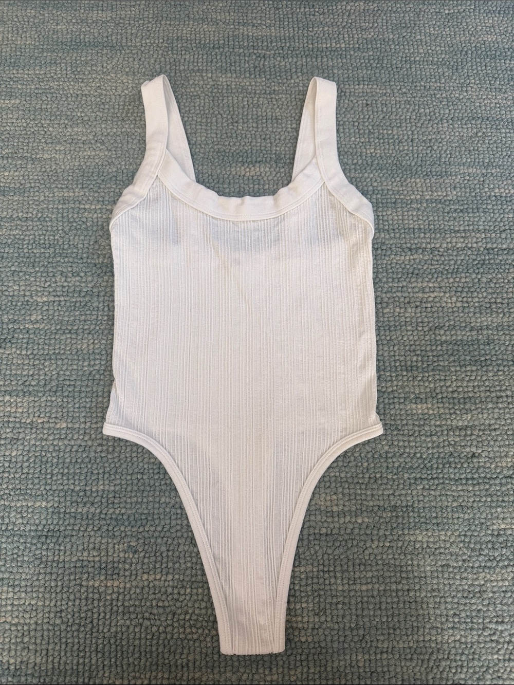 Free People White Ribbed Scoop Neck Bodysuit